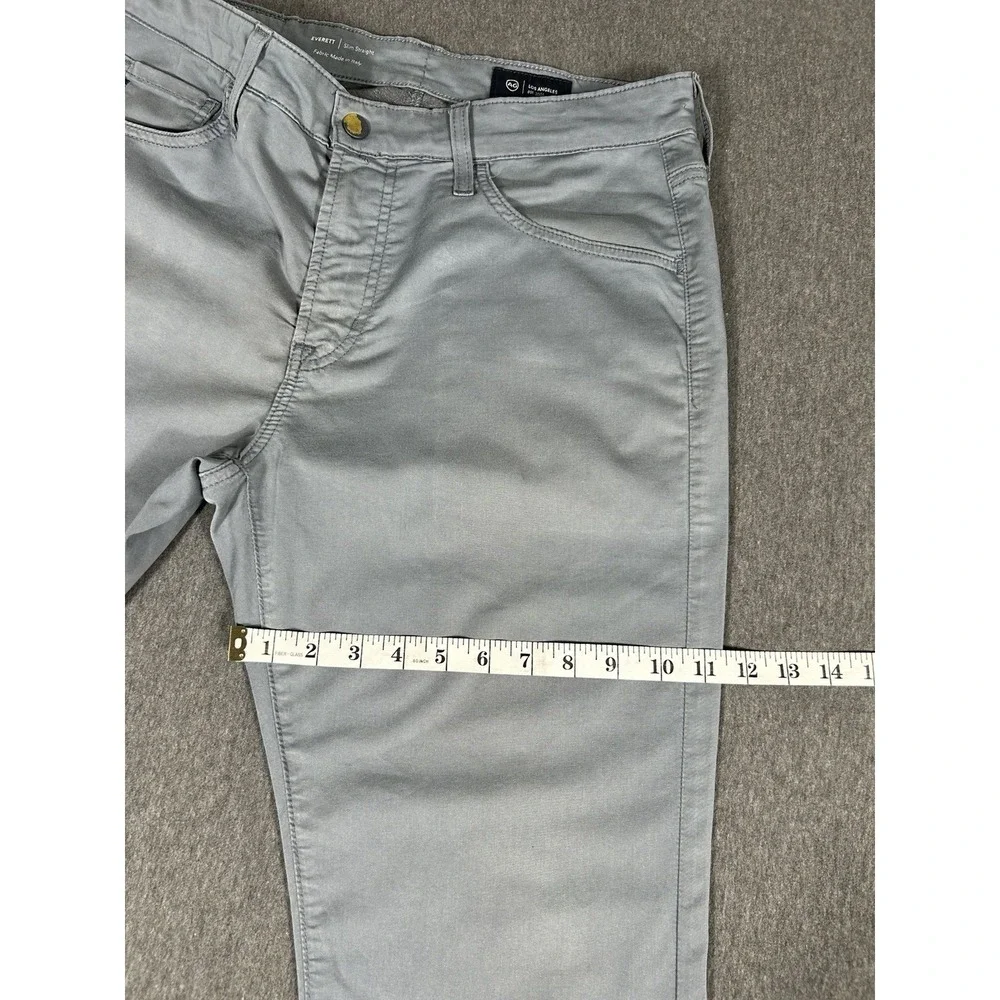 AG Adriano Goldschmied Everett Slim Straight Pants Mens 32x32 Gray Chino Italy